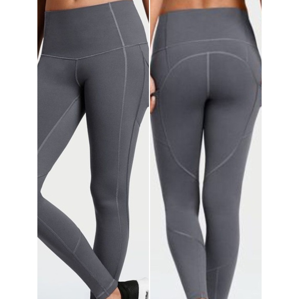Victoria Sport Knockout Tight Leggings Slate Gray High Rise Pockets‎ Small